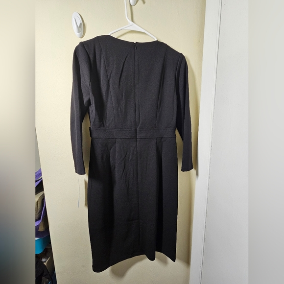 NWT London Times Black Long-Sleeve Sheath Dress with Gold Button Detail - Picture 4 of 4